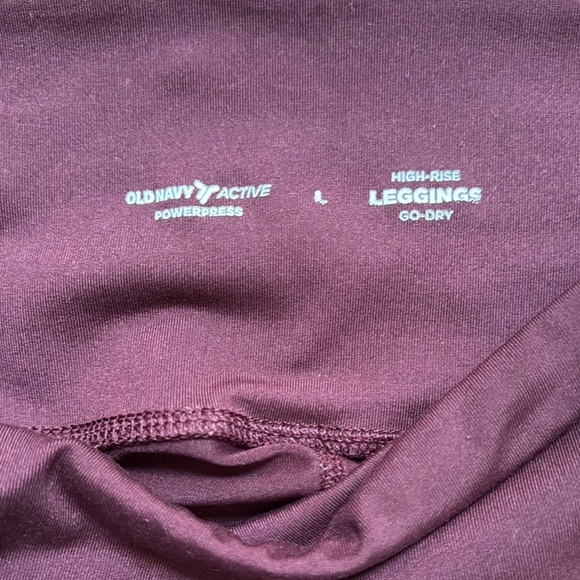 Old Navy Active Burgundy and Black High Rise Leggings size L - Picture 2 of 6